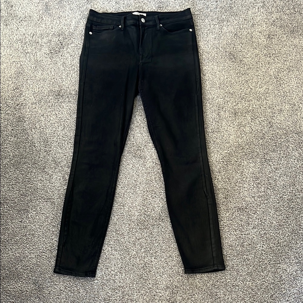 Good American Good Legs Black High Rise Coated Skinny Size 10/30